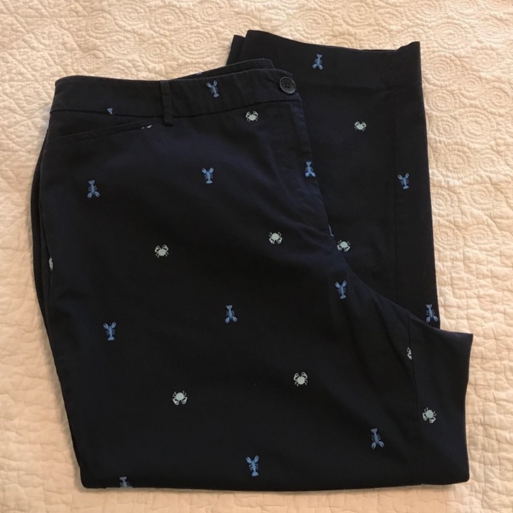 Talbots Blue Chinos with Embroidered Blue Crabs and Lobsters! Preppy- So Cute! - Picture 15 of 16